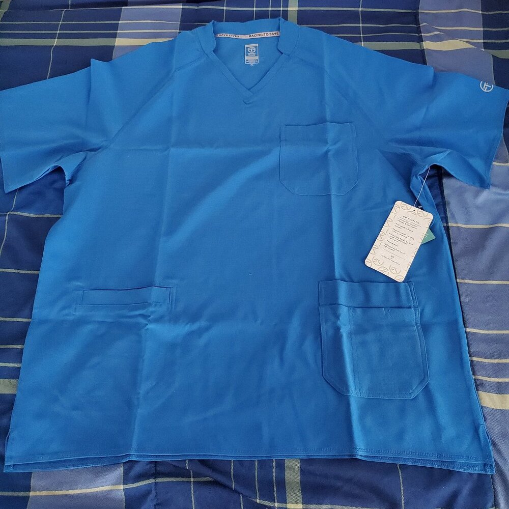 Essential Threads Men's Royal Blue Scrub Top
